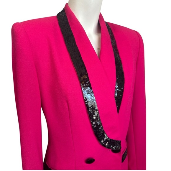 NOLAN MILLER Pink Power Suit Rare 1980 3-Piece Black Sequins Women’s 6 NWT - Picture 8 of 16